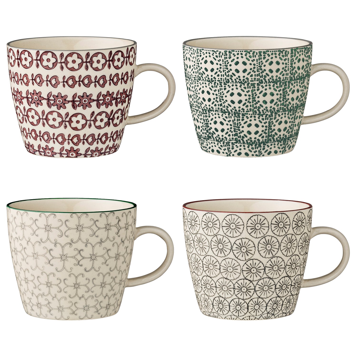 Karine mugs, green, stoneware