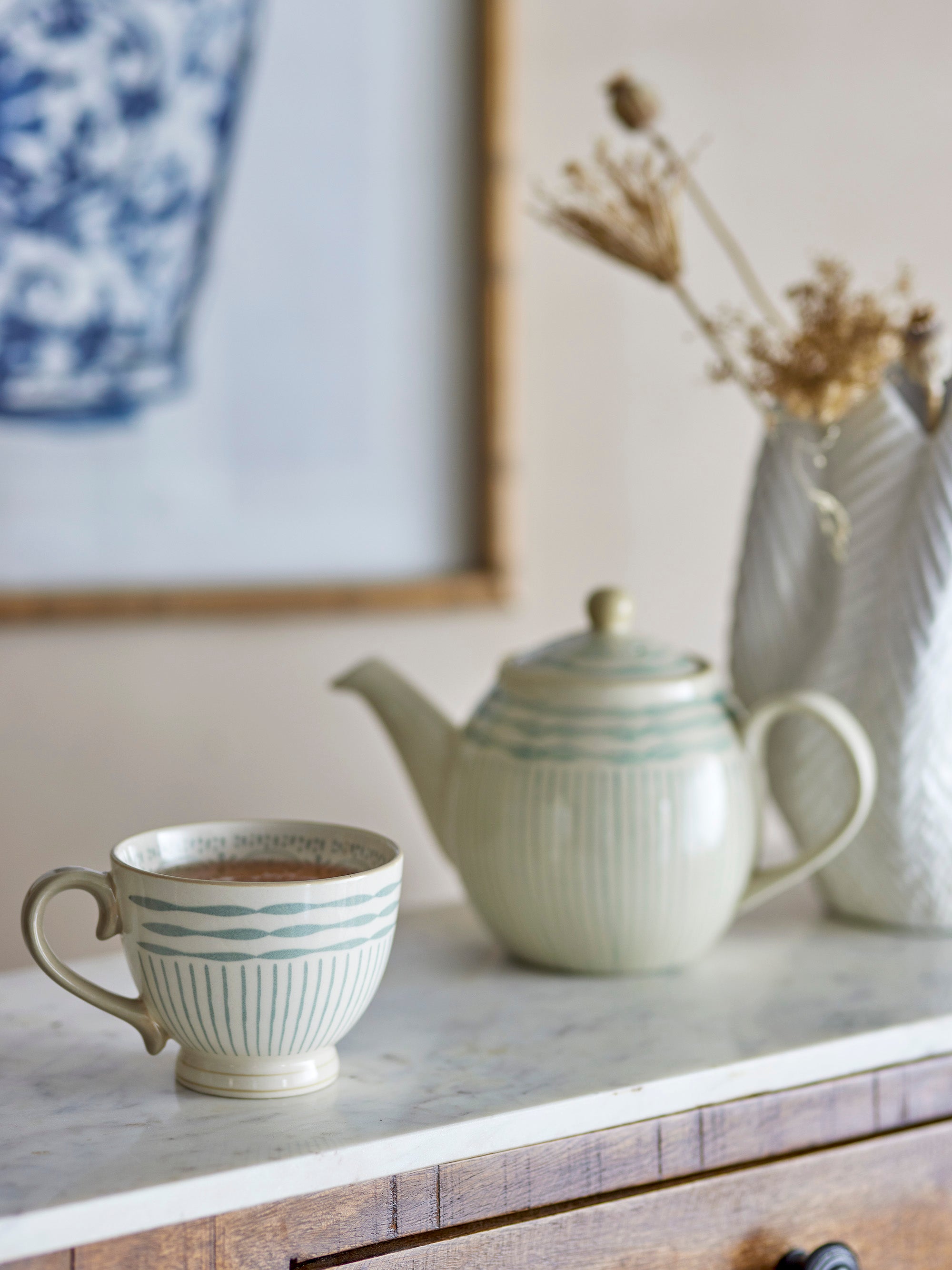 Maple mugs, blue, stoneware