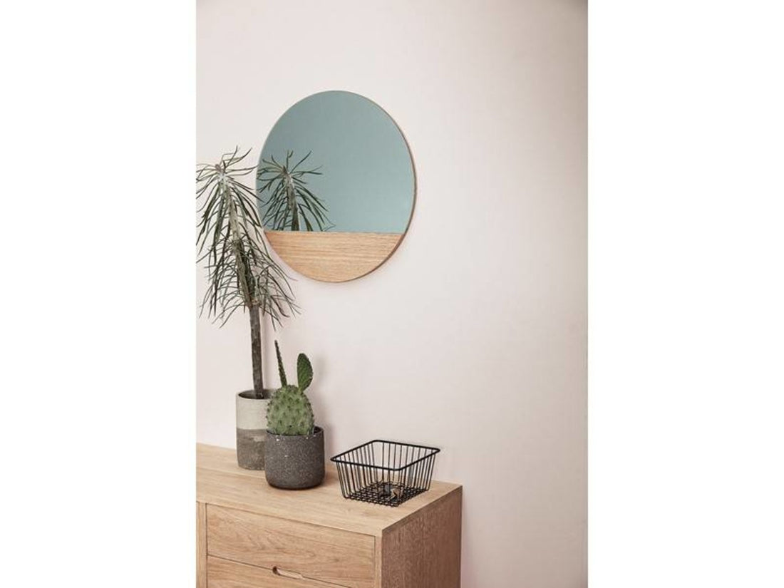 Hubsch wall mirror around oak Ø50 cm