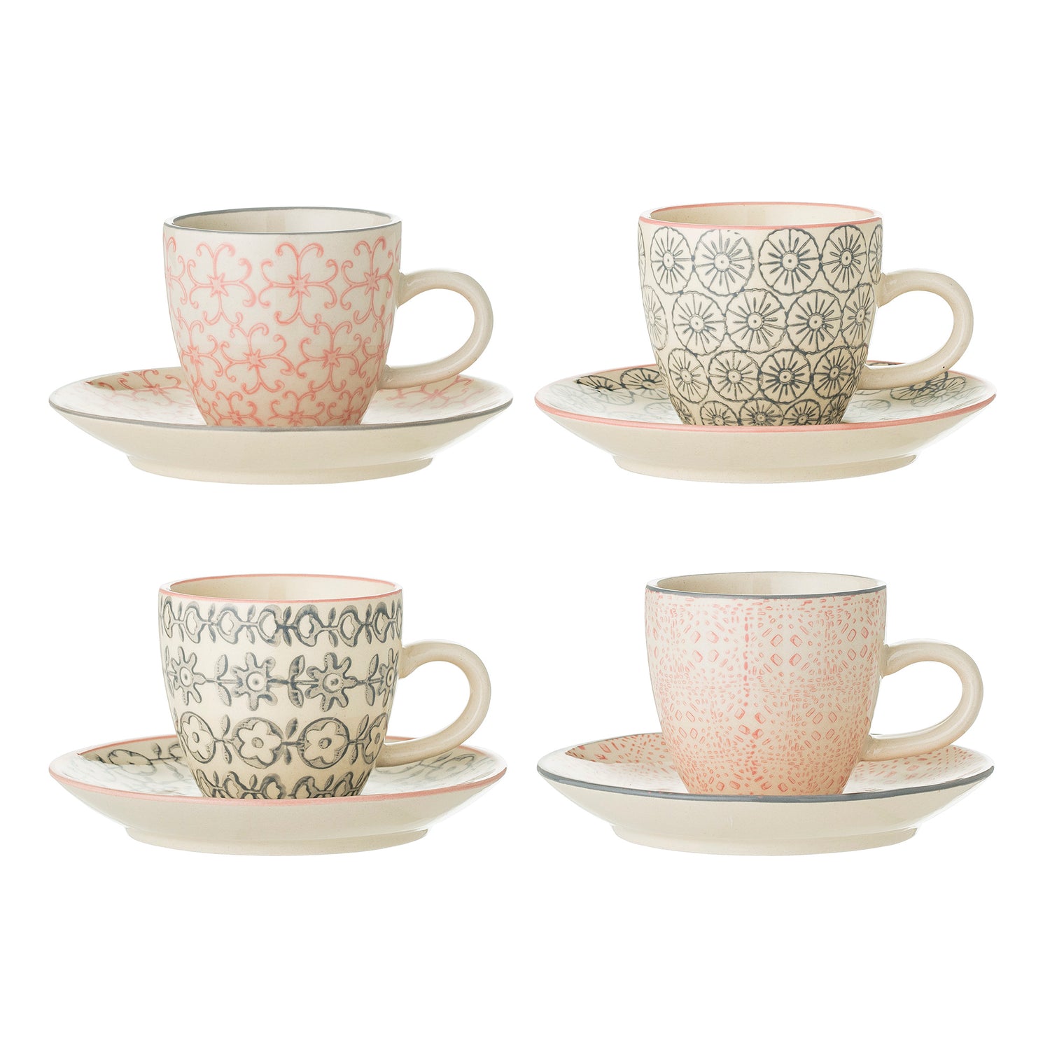 Cécile espresso cup w/saucer, pink, stoneware