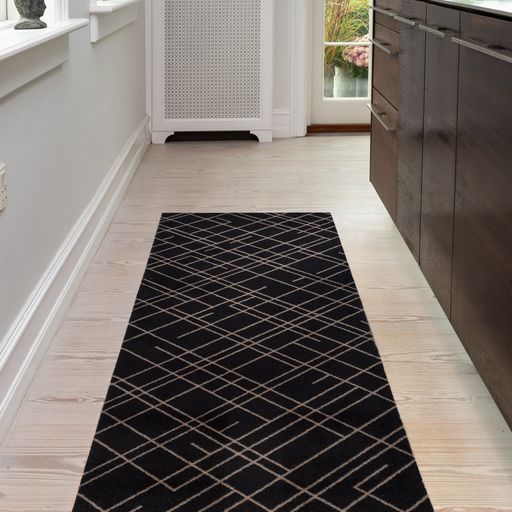 Floor mat 67 x 200 cm - Lines/Sand Black