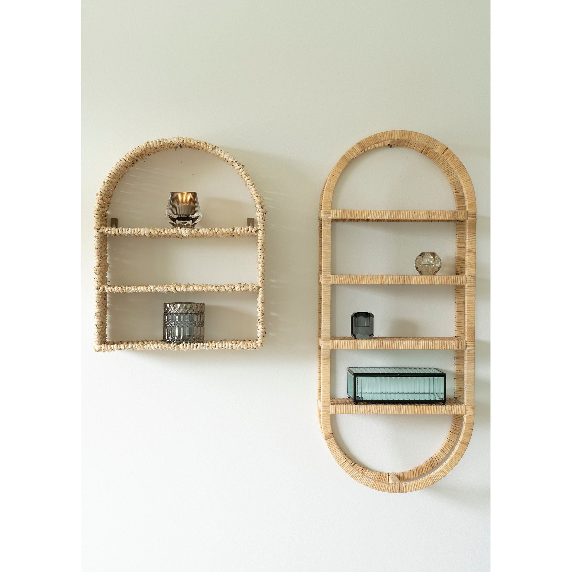 Namur Shelf - Shelf, Curved Rattan Design 36x12x45 cm