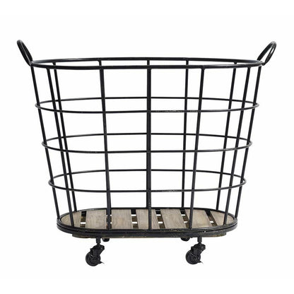 Nordal DOWNTOWN wire basket with wheels - h73 cm - black