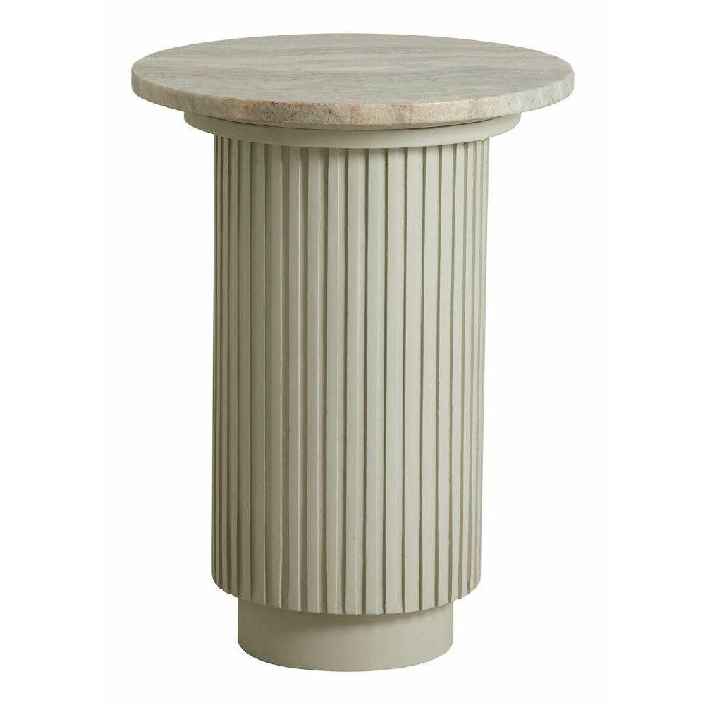 Nordal ERIE round side table in wood and marble - ø40 cm - white