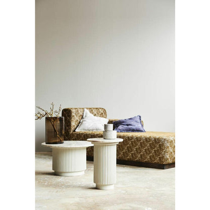 Nordal ERIE round side table in wood and marble - ø40 cm - white