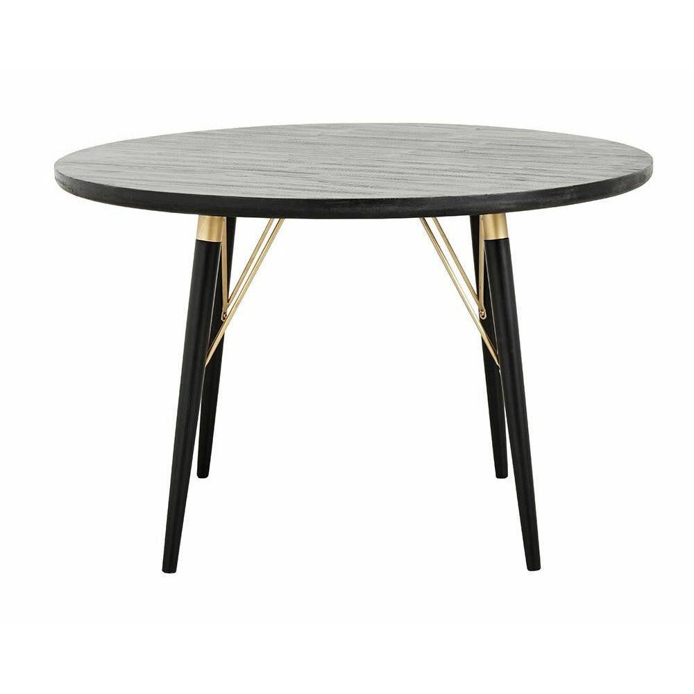 Nordal Round dining table in wood - ø120 - black/matt gold