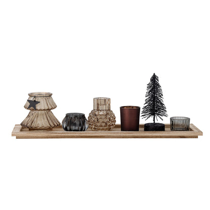 Bloomingville Sanga tray w/pine dunes, brown, glass