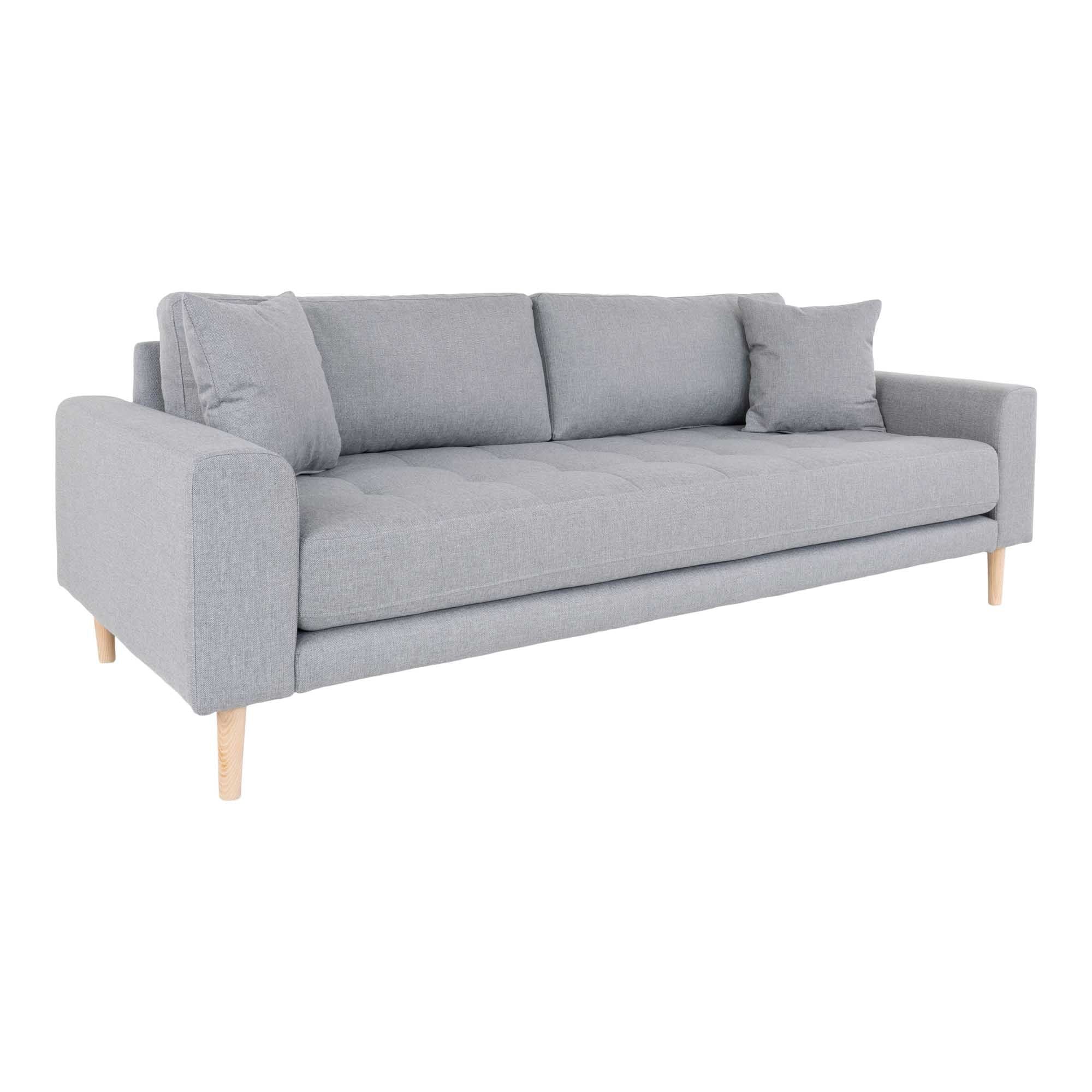 Lido 3 Personers Sofa - 3 Personers Sofa, lysegrå med to puder og natur træben, HN1001 - House Nordic - DesignGaragen.dk