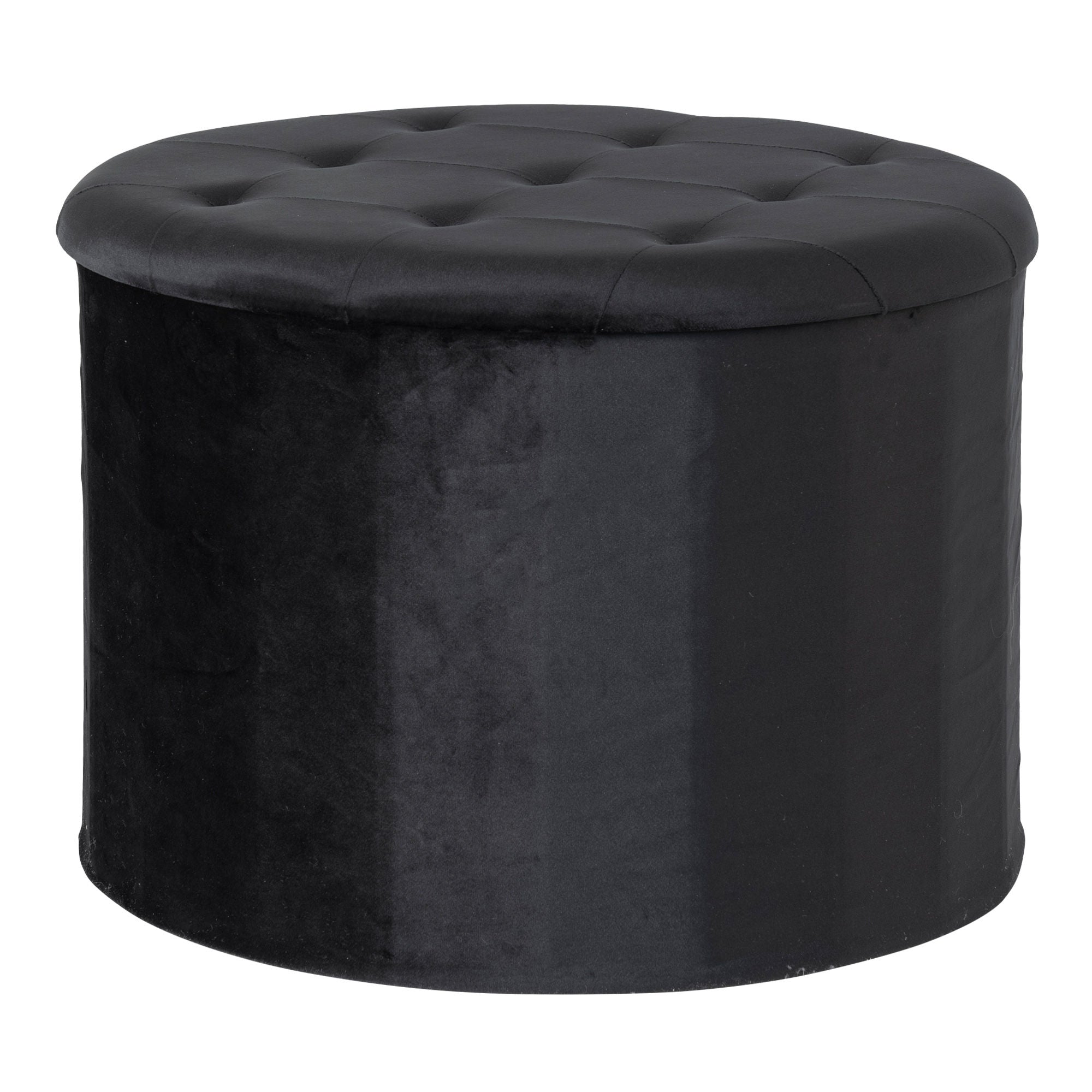 Turup Puf - Puf i velour med opbevaring, sort , Ø50x35 cm - House Nordic - DesignGaragen.dk