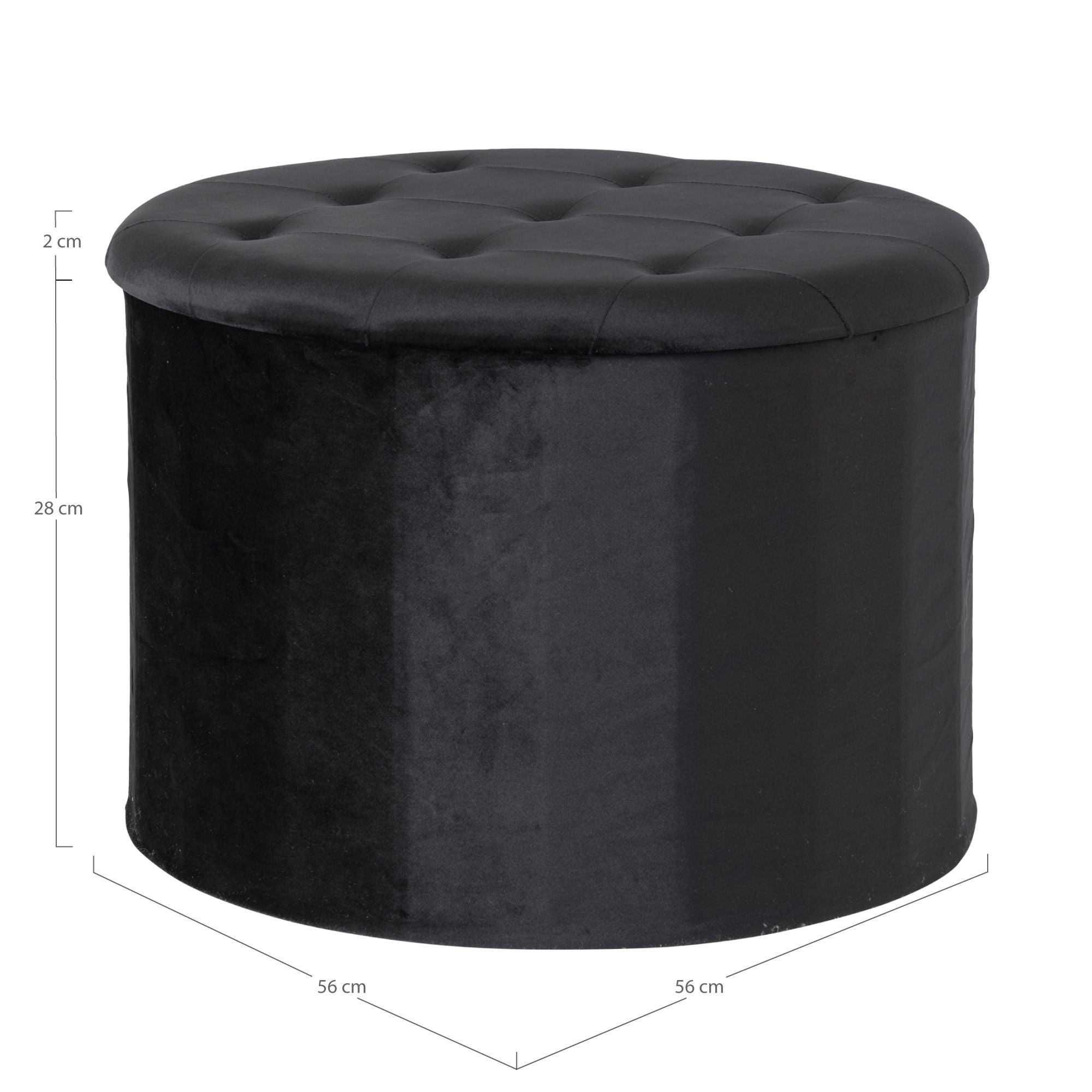 Turup Puf - Puf i velour med opbevaring, sort , Ø50x35 cm - House Nordic - DesignGaragen.dk