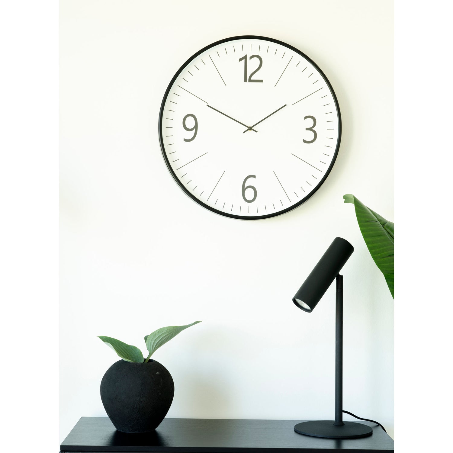 Biel wall clock - wall clock in plastic, black and white, round, 51x51 cm