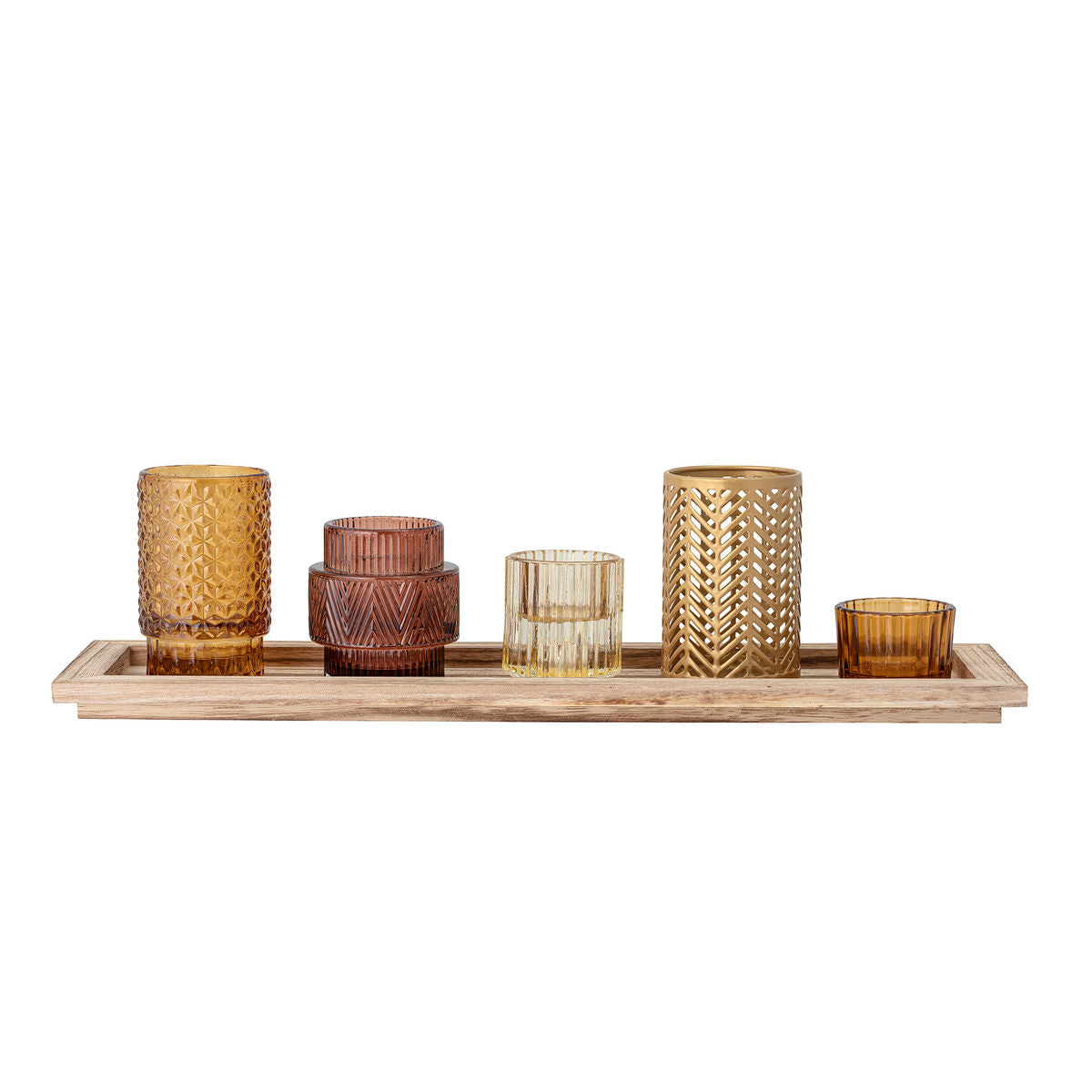 Bloomingville Sanga tray w/pine dunes, brown, glass