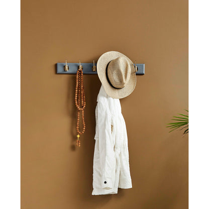 Nordal - Edgy hooks in wood with 6 brass hooks - 60 cm - gray