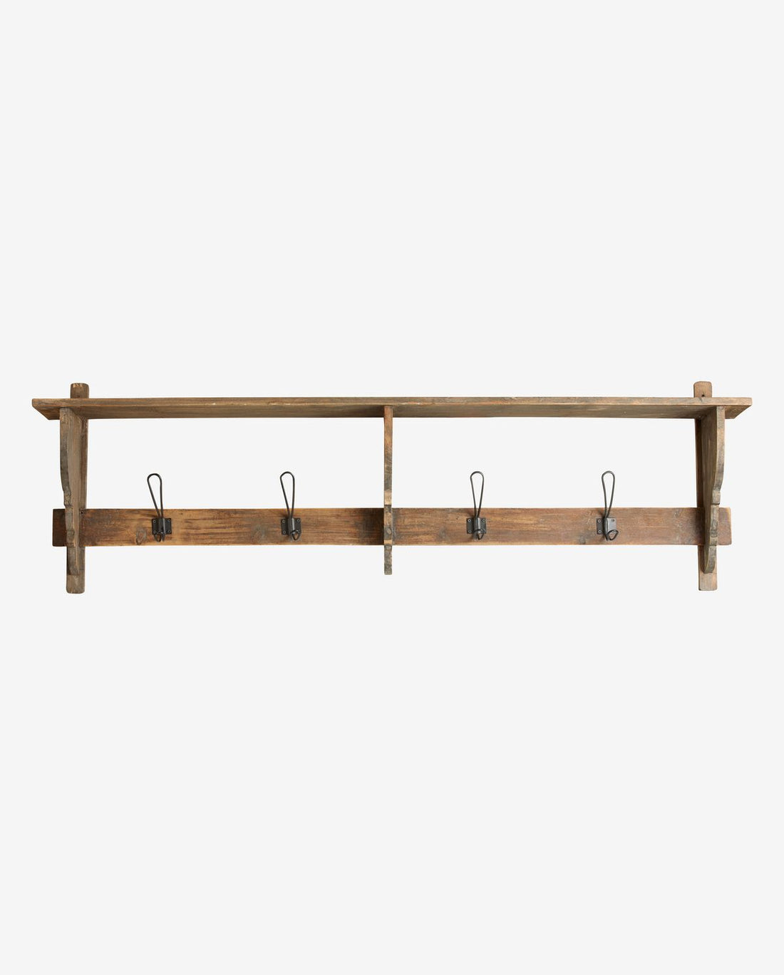 Nordal A/S Caronu Shelf, 4 Hooks, Reclaimed Wood - Nature