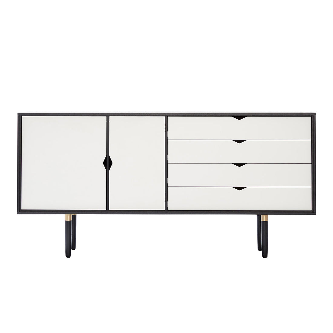 Andersen Furniture - S6 sideboard i sort med hvide fronter - B163xD43xH80 cm - Andersen Furniture - DesignGaragen.dk