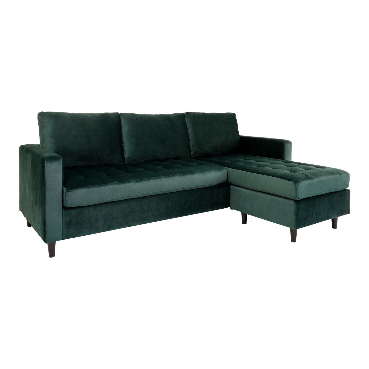 Florence sofa - Florence sofa in velor, dark green with black wooden legs, HN1006