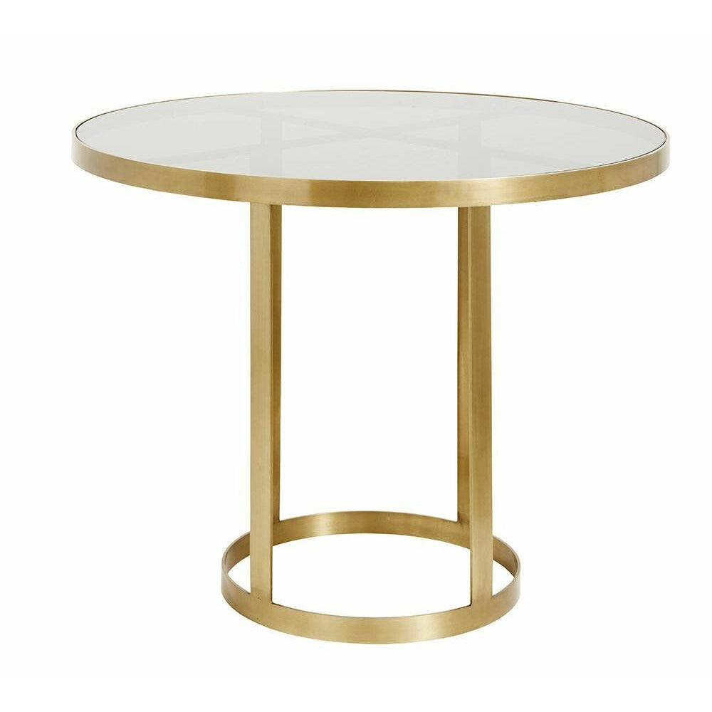 Nordal LUXURY round dining table - ø100 cm - gold/black glass