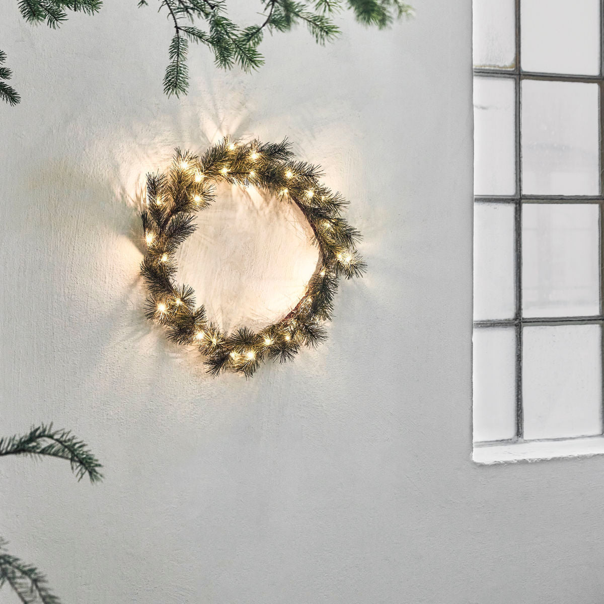 Wreath with LED, HDPEUCE, NATURE