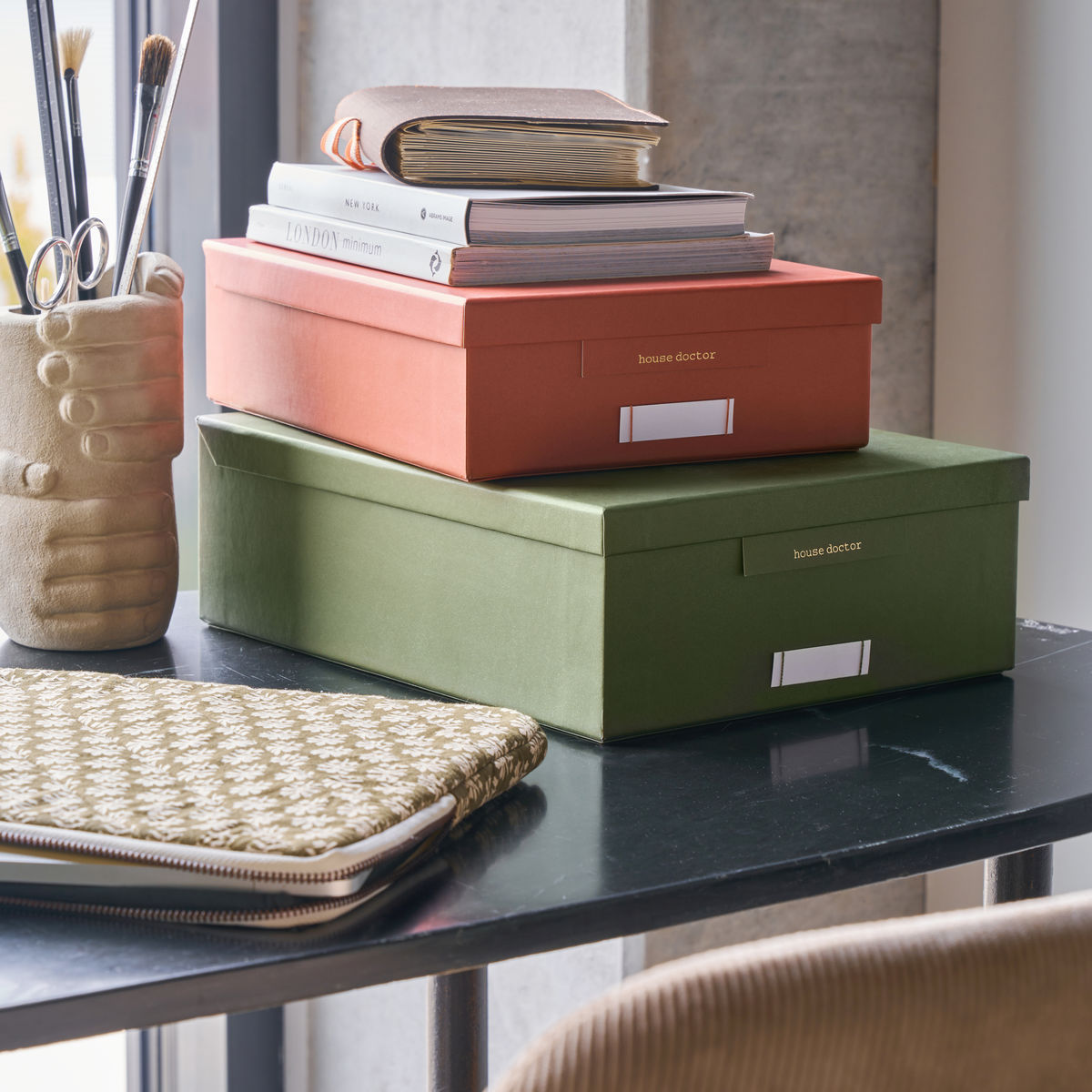 Storage boxes, hdkeep, green/orange