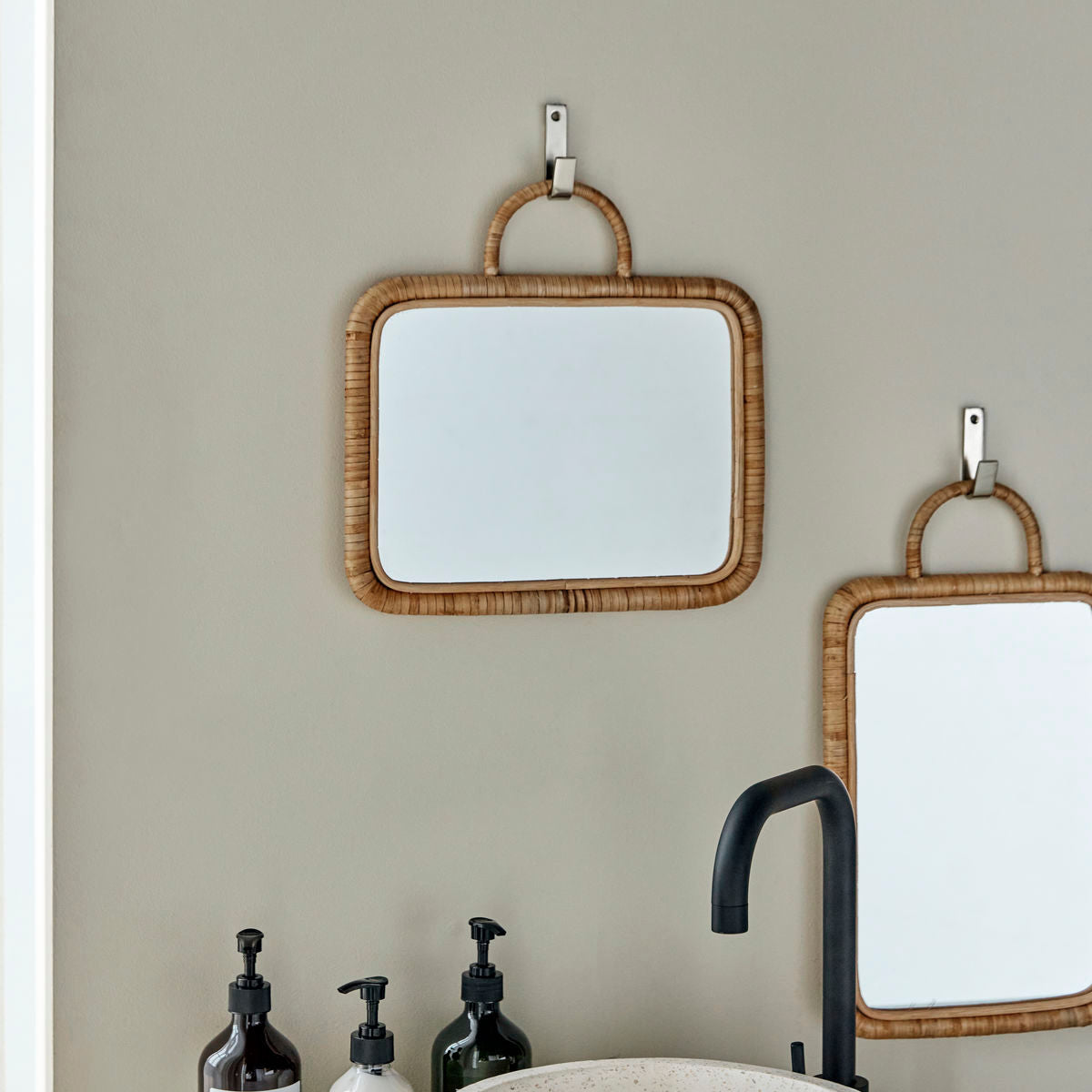 Mirror with frame, mkbaki, natural