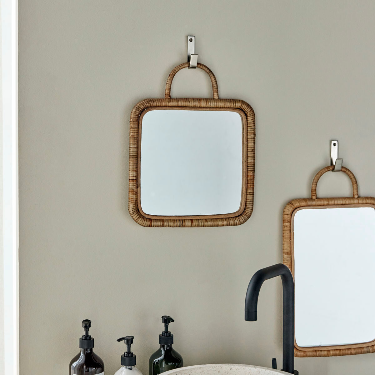 Mirror with frame, mkbaki, natural