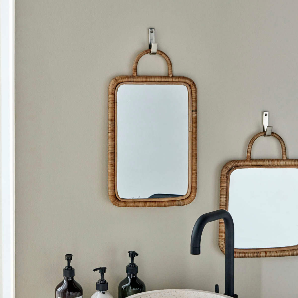 Mirror with frame, mkbaki, natural