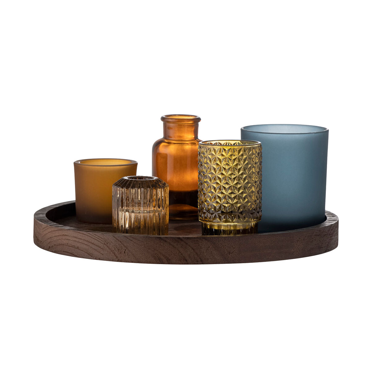 Bloomingville Sanga tray w/pine dunes, brown, glass