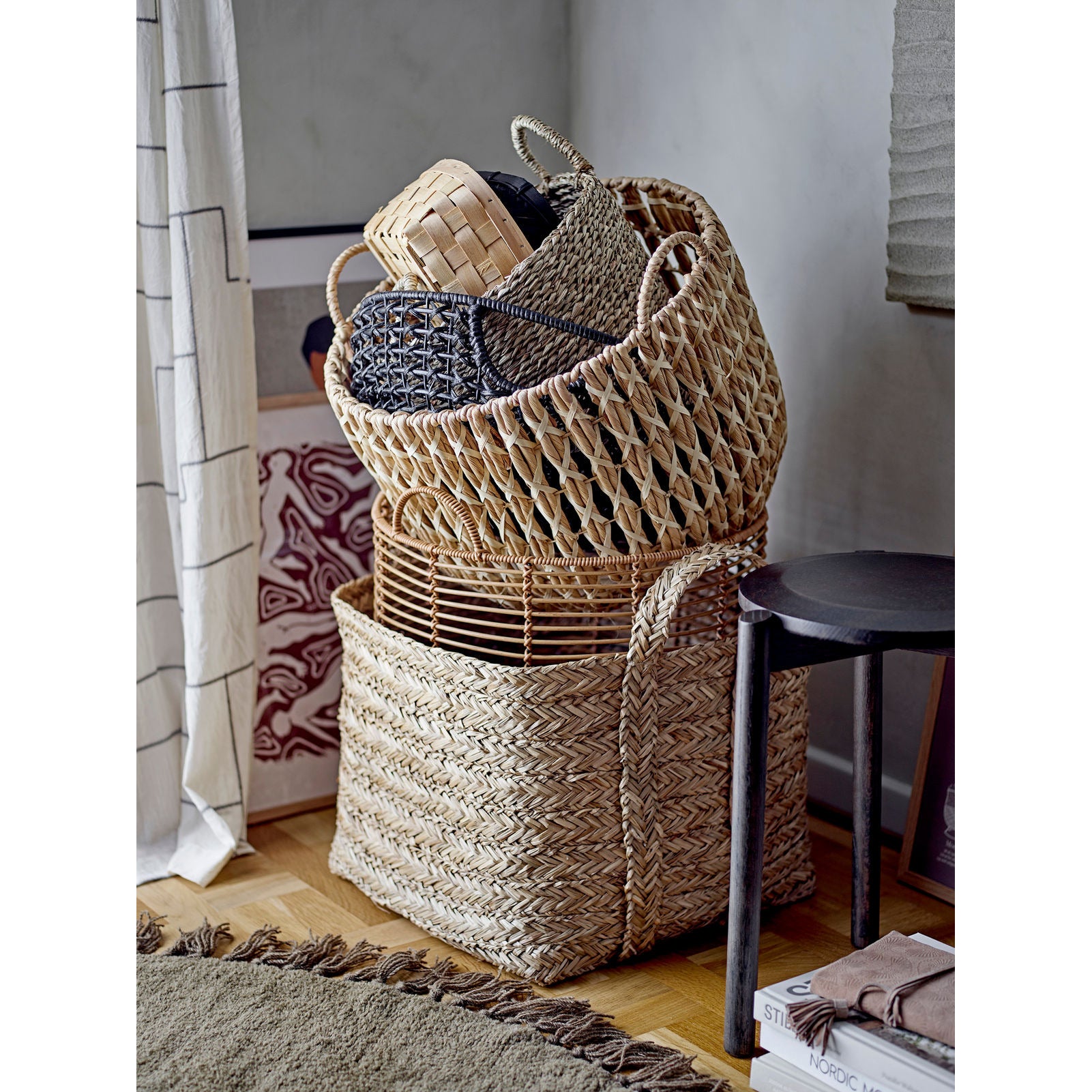 Bloomingville Kristel Basket w/lid, nature, water hyacinth