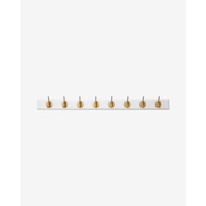 Nordal - Edgy hooks in wood with 8 brass hooks - 90 cm - white