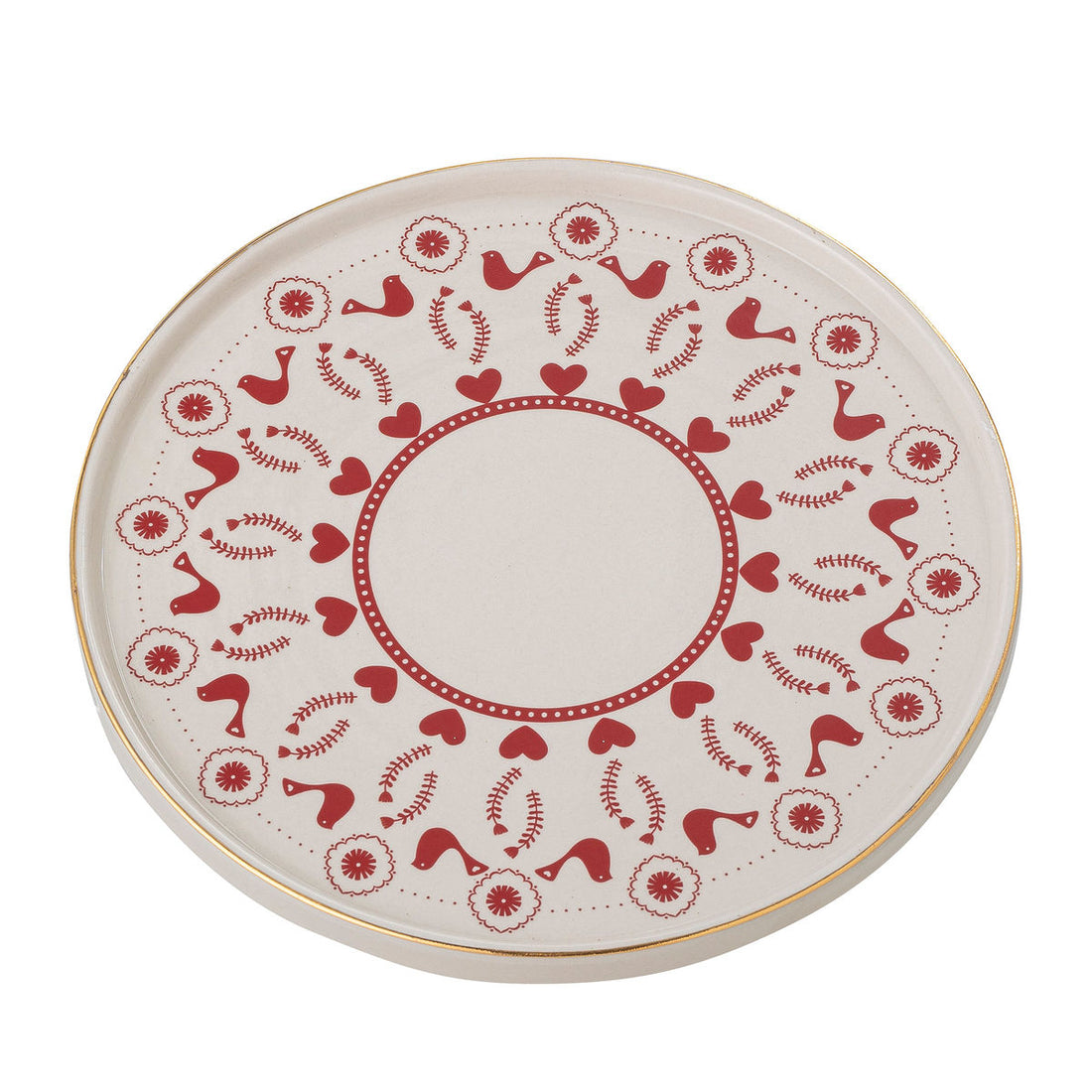 Bloomingville jolly cake dish, red, stoneware