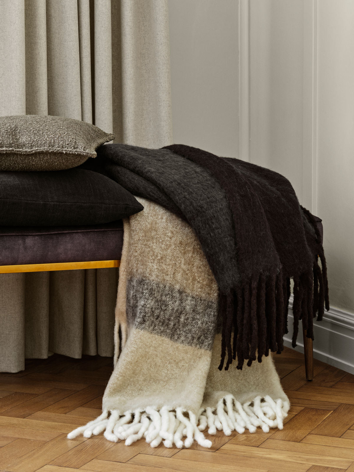 Cozy Living Mathea Throw - GREY/BLACK - Cozy Living - DesignGaragen.dk